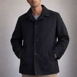 London Fog Large Wool Pea Coat Like New Men's Dark Gray Pea Coat Charcoal Gray
